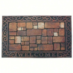 Printed flocked crumb rubber door mat